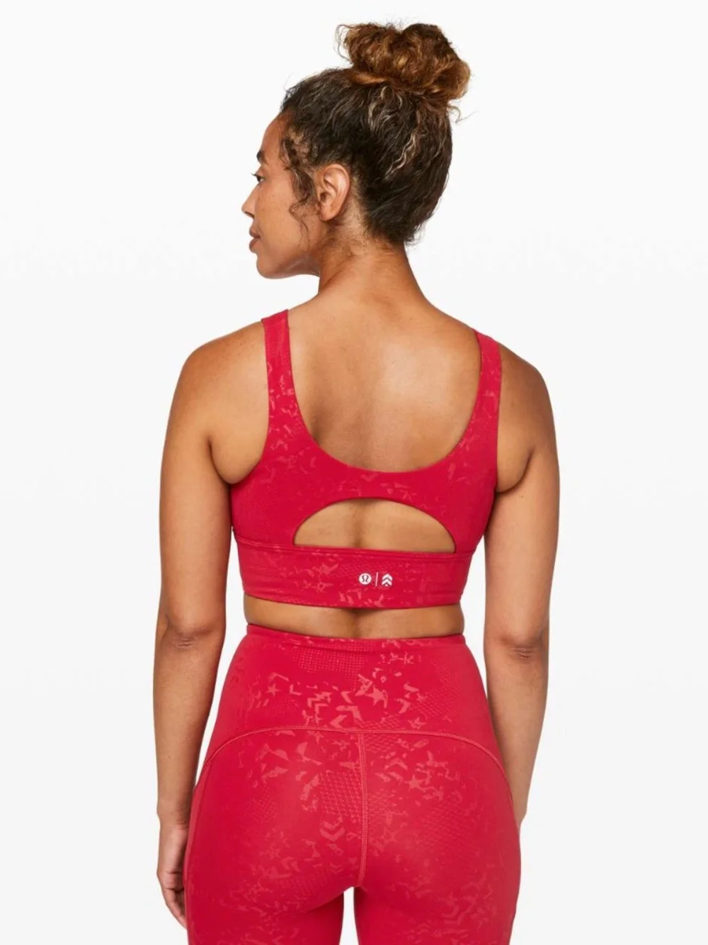 Lululemon Stronger as One Long Line Bra in Barrys Bootcamp Emboss Dark Red